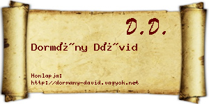 Dormány Dávid névjegykártya